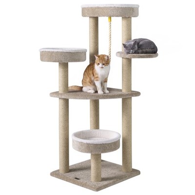 Carpeted Cat Tree, 51'' Cat Tower with Comfy Plush Perches, Scratching Posts