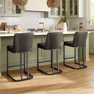 Bar Stools Set of Counter Height Pub Stools Upholstered Kitchen