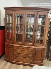 Elegant Solid Wood China Cabinet W/glass Doors & Storage 
