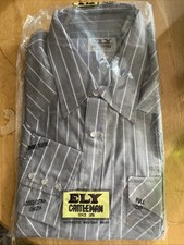 Ely Cattleman Western Cowboy Pearl Snap Grey Stripe Long Sleeve Shirt 17 1/2x35