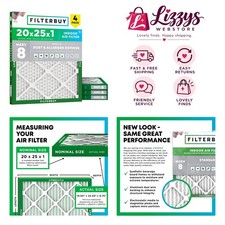 MERV 8 20x25x1 Air Filter 4-Pack for Dust & Allergen Defense - Made in USA
