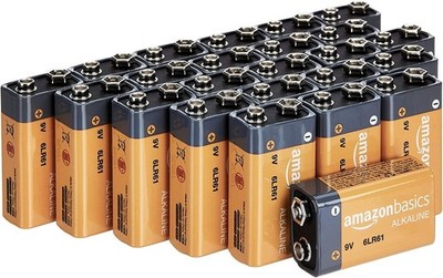 Amazon Basics 9V Volt Batteries 24 Pack Alkaline Long Shelf Life EXP 7/30/30