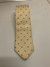 Christian Dior Men’s Tie, 100% Italian Silk, Made In USA, Yellow With Flower Bud