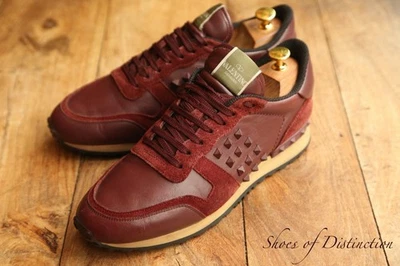 Valentino Rockstud cuir bordeaux daim chaussures baskets baskets hommes UK 7 - Photo 1/4