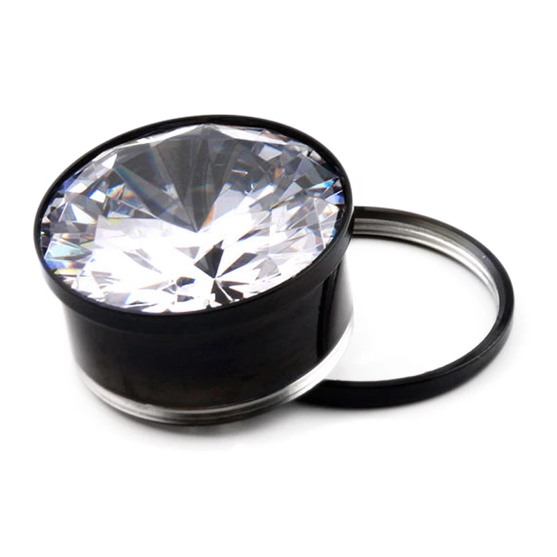 Tapones para los oídos calibre pequeño negro anodizado titanio con circonita cúbica gema atornillable par Foto 2 de 2