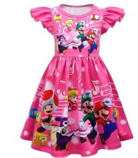 Girl Super Mario Costume Summer Dress Performance Cosplay Kids Halloween