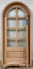 Rustic white OAK lumber arch top door solid wood storybook Reeded glass Pantry