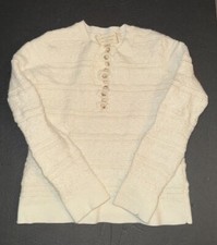 LA MAILLE SEZANE Sweater Buttons Off White/Cream Merino Wool Sz M Kids