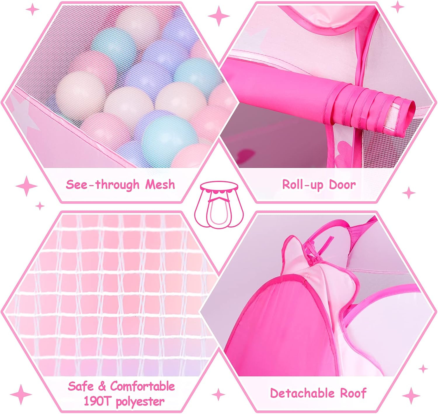 Princess Tent Girls Kids Playhouse Pop up Play Tent with Star Light Tent for Kid