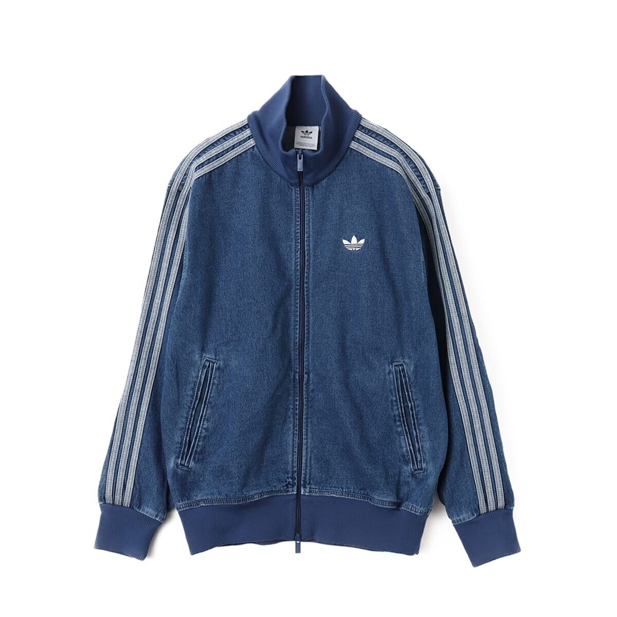 adidas Adicolor Denim Firebird Track Top Medium Blue JC6233 adidas Adicolor Denim Firebird Track Top Medium Blue JC6233