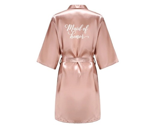 Team Bride Bridesmaid Robe Wedding Bathrobe Rose Gold Satin Kimono Bridal Party - Picture 6 of 27