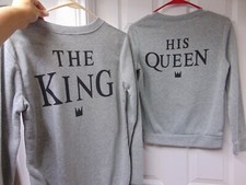 Sudaderas Grises Unisex (2) El Rey, Su Reina, Mujer Talla S Hombre Talla M