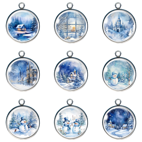 Christmas Scenes Glass Cabochon Charms, Jewelry Making Charms - Picture 20 of 20