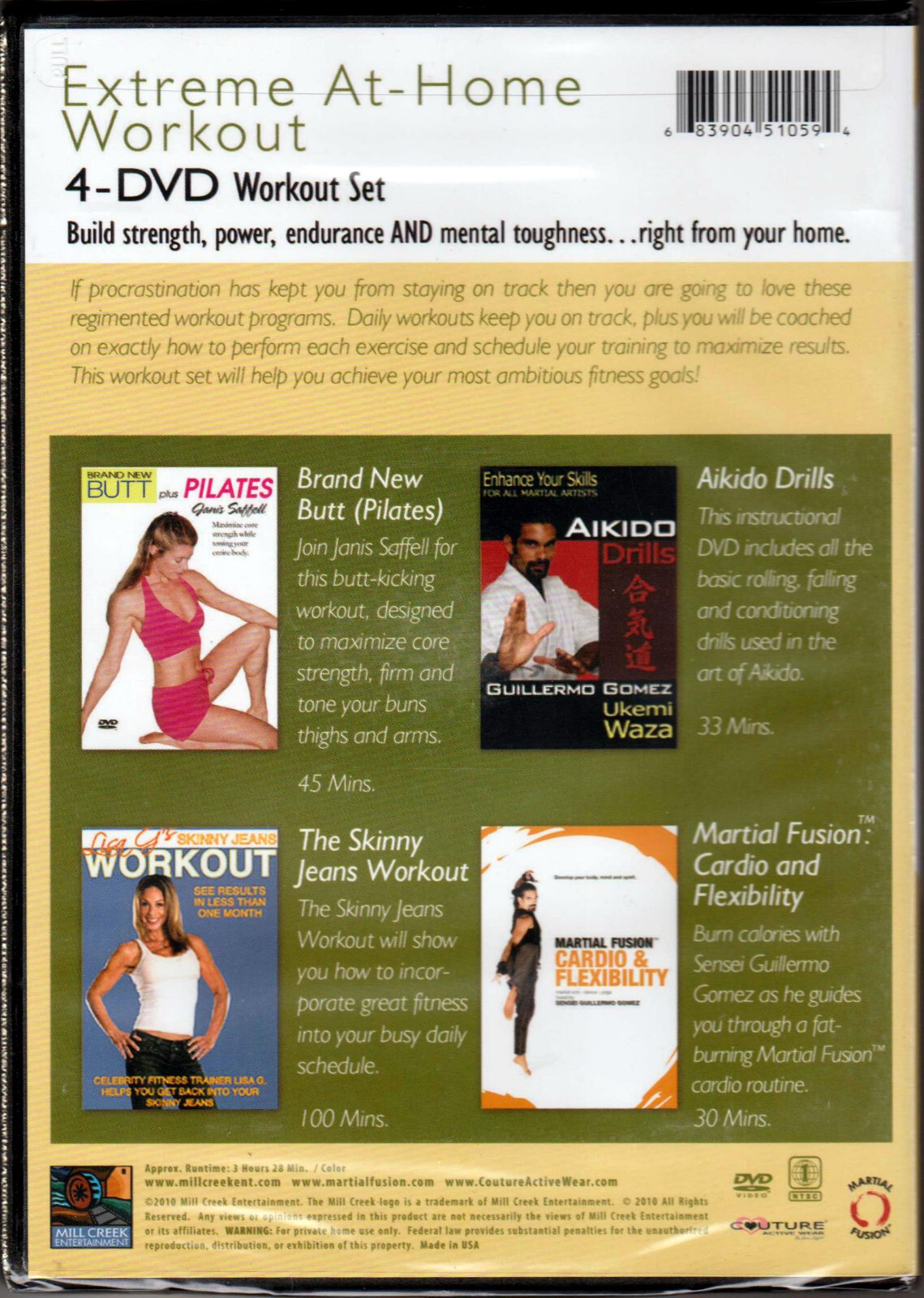 EXTREME At-Home WORKOUT of PILATES Aikido WEIGHT LOSS Cardio on 4 DVD Video SET