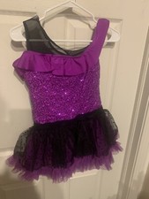 Weissman Purple  Black Dance Costume Tutu Dress Child Size Large Dress  Bow