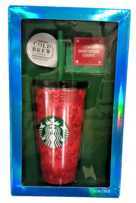  Starbucks 16oz Acrylic Cold Cup Tumbler Gift Pack w/ Cookie