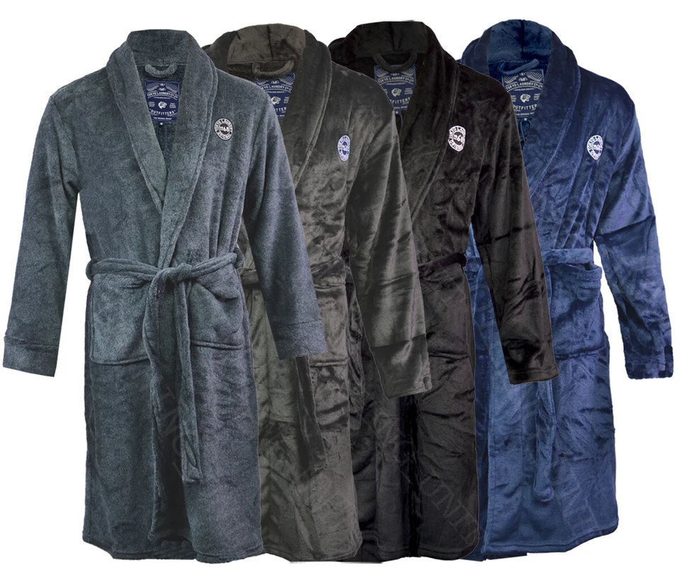 TOKYO LAUNDRY Mens Thick Super Soft Fleece Shawl Collar Bathrobe Robe Belted Pockets M-XXL