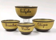 SET OF 4 Glass Twine Nesting Serving Snack Bowls: Pretzels, Chips, Snacks, Nuts