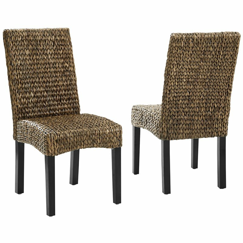 Crosley Furniture Edgewater Rattan Dining Side Chair in Seagrass (Set of 2)