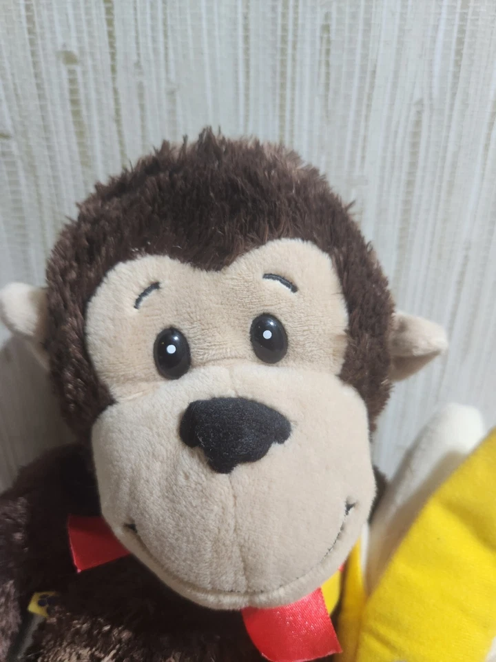 🦄Build-A-Bear {Monkey} Brown & Tan Cincinnati Reds Bow w/Banana 14" Soft Plush! - Image 2 of 4