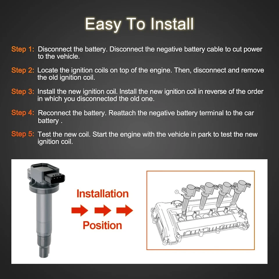 4PCS Ignition Coil Pack For Toyota Yaris Prius Echo Scion xA xB 1.5L L4 UF316 Foto 4 de 4