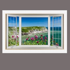 Devon Berry Head Devon Beach Holiday View 3D Effect Window Canvas Picture Wall