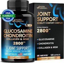 Glucosamine  Chondroitin  MSM  Collagen - 2800 mg Joint Support Supplement -