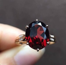 Natural Garnet Ring, Red Garnet Ring, 925 Silver Ring, January Birthstone Ring,