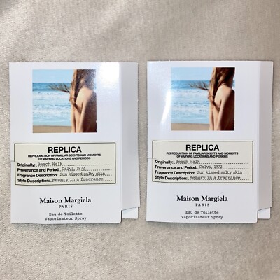 2x Maison Margiela Replica Beach Walk Eau de Toilette Sample Spray .04oz, 1.2ml