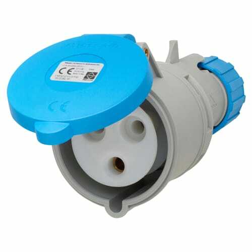 Lewden PM32/2100FPB 32A 2P+E (3 Pin) Blue Coupler IP44 Commando Caravan/Camping