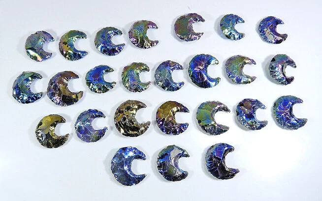 Angel Aura Quartz Obsidian Moon Rainbow Coated Titanium Crescent Glass Moon Ul5 - Image 4 of 4
