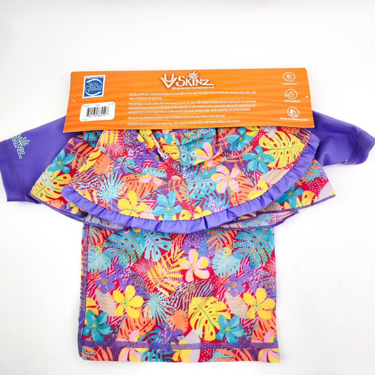 ギャラリー UV Skinz Kids 3 Pc Swimwear Set Hat Rashguard Top and Swim Skirt