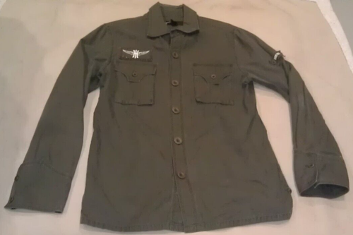 RARE Howe Fugitives Ride Motorcycle Grunge Long Sleeve Shirt Mens M Green - Picture 2 of 15