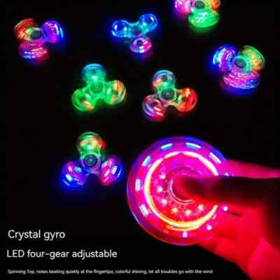 Vibrant 4-Gear LED Crystal Fidget Spinner - Adjustable Glow-in-the-Dark