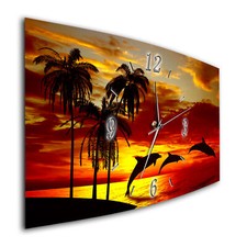 BM Wanduhr 50 cm x 25 cm leises Uhrwerk Quarzuhrwerk 6999-2a Afrika Delphin