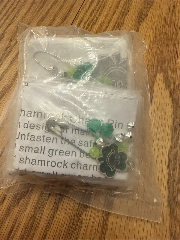 Oriental Trading Company Beaded shamrock Charm Pin Craft 12 Kits St Patrick