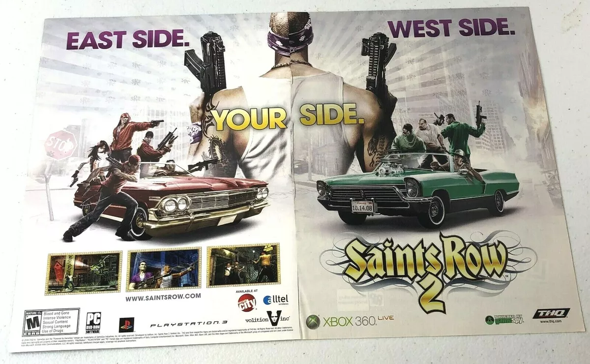 2008 SAINTS ROW 2 Xbox 360 PS3 Video Game = Official Promo Art Print AD /  POSTER