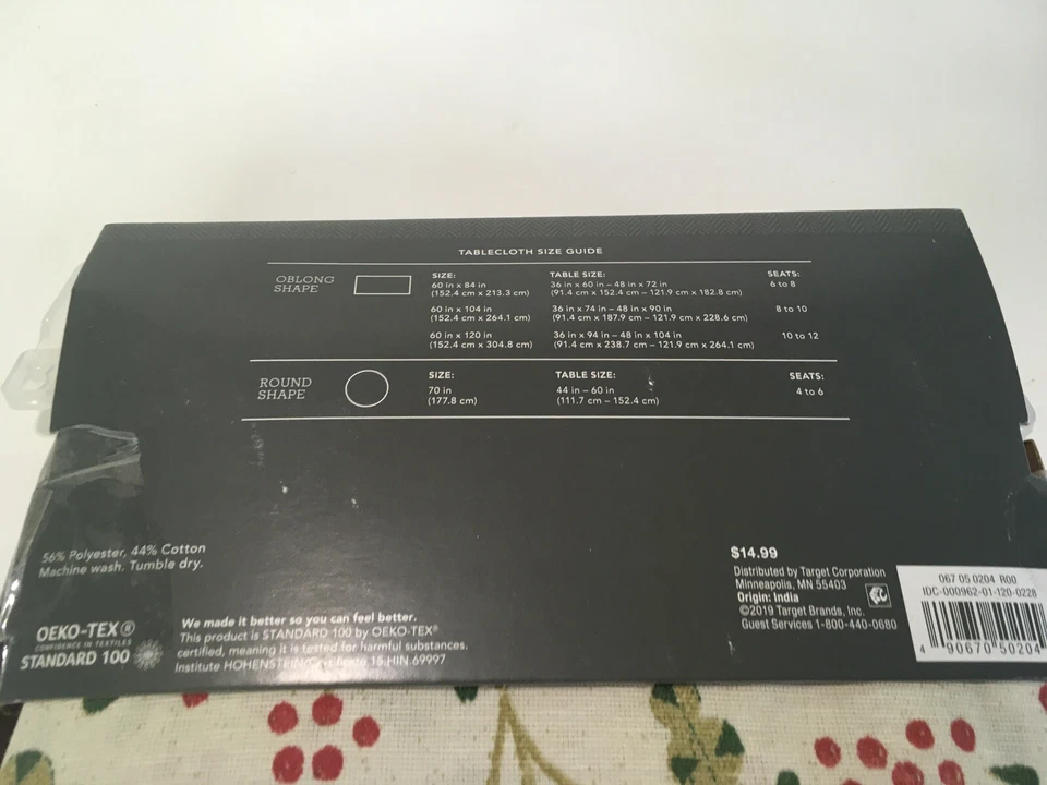 Target Threshold 70" Round Tablecloth Beige Red Holly Berries Christmas 2019 - Image 4 of 4