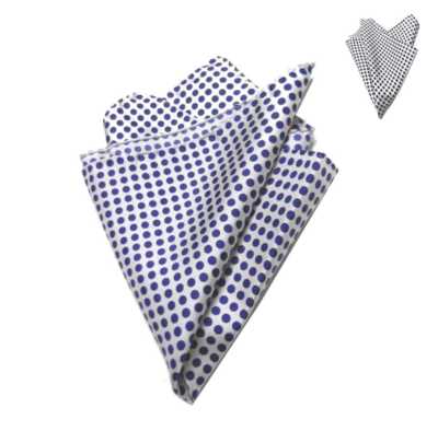 Fazzoletto da taschino uomo bianco a pois blu neri pochette di seta da  giacca | eBay