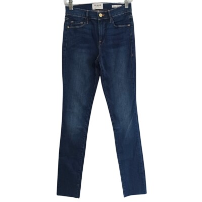 Frame Denim Women's Size 26 Forever Karlie Skinny Jeans Medium Wash Raw Hem EUC
