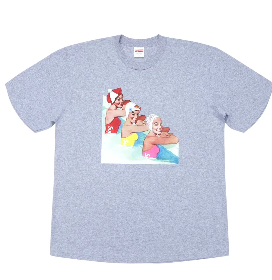 Tee shirt Supreme Swimmers taille grande bruyère gris gris femmes neuf SS18 2018