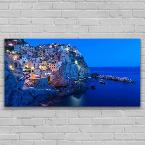 Image imprimée sur verre photo murale 140x70 village de Manarola au crépuscule Italie - Photo 1/7