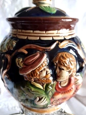 Vintage KTW Co German Bavarian ceramic majolica biscuit jar tobacco humidor