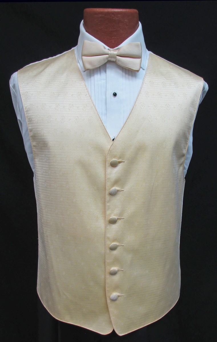 Men's Perry Ellis Yellow Tuxedo Vest Tie Set Cruise Wedding