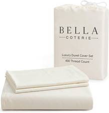 Ivory Luxury Bamboo Viscose King Duvet Cover Set - Ultra Soft  Cooling