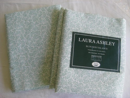 Vtg Laura Ashley Blouson Valances Green Foliage Set of Two Country Cottage USA - Picture 4 of 8