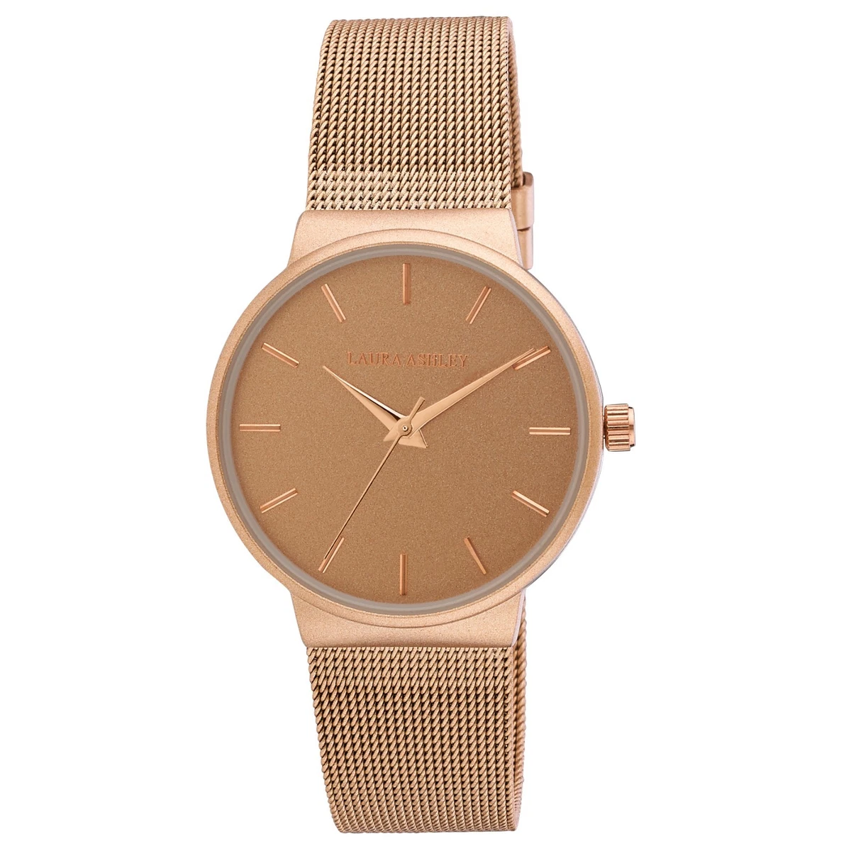 Laura Ashley Ladies Minimalist Mesh Watch Pink Rose Gold Comes