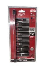 Milwaukee SHOCKWAVE 3/8" Drive SAE 6 Point Impact Socket Set - 8PC 49-66-7024