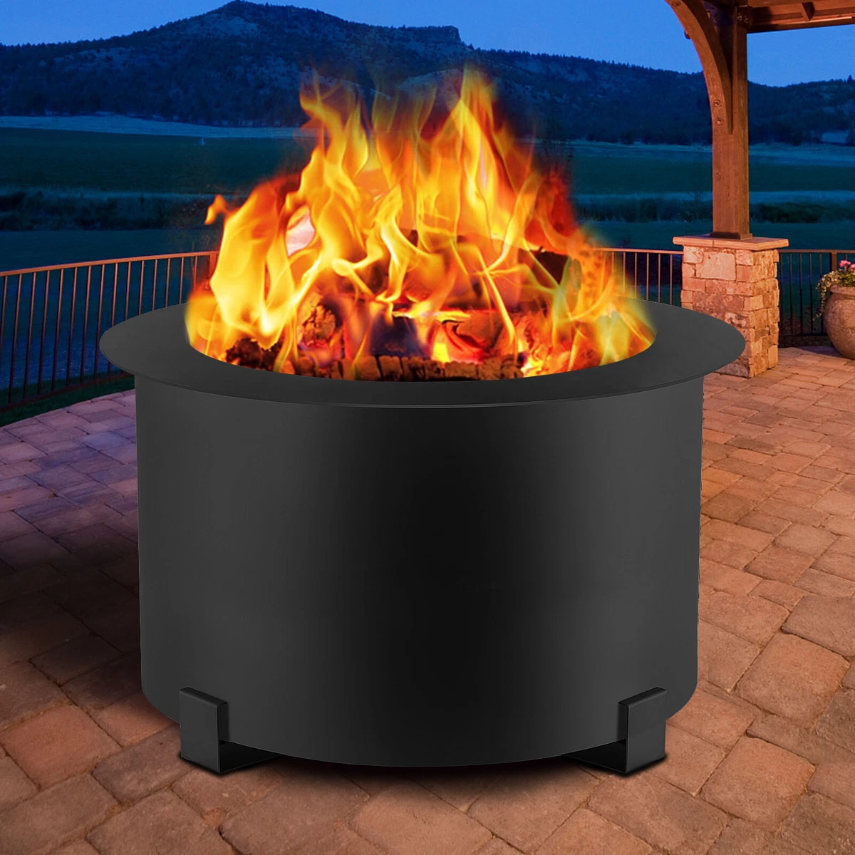 VEVOR Smokeless Fire Pit Stove Bonfire 21.5 inch Carbon Steel Outdoor with  Stand | eBay