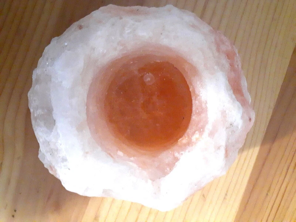 Candelabro votivo terapéutico melocotón rosa del Himalaya natural sal de roca de 3 1/2" Foto 3 de 4